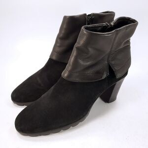 The Flexx Suede Leather Casual Zip Up Heeled Boots Womens Size 9 Black